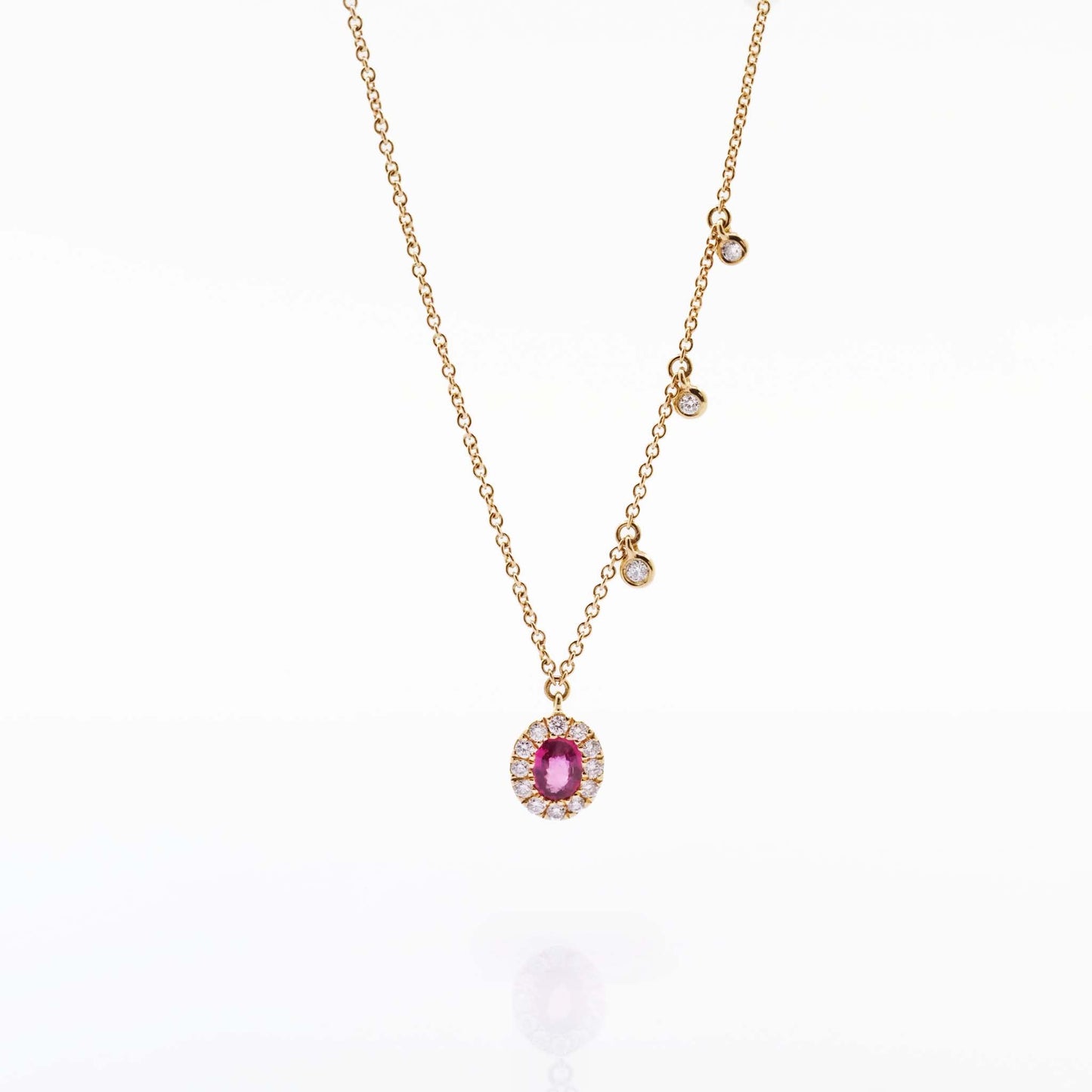 Ruby Oval and Diamond Necklace