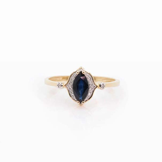 Blue Sapphire Prismatic Ring
