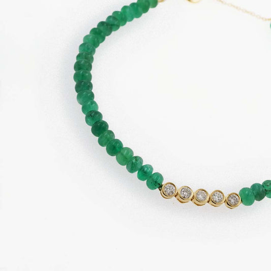 Emerald Bead Bracelet-Diamonds