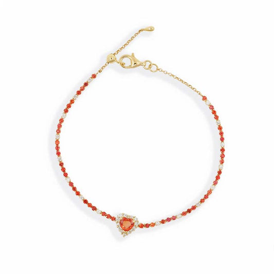 Orange Sapphire Diamond Heart Bracelet