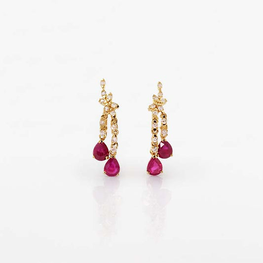 Ruby Pear Drop Earrings