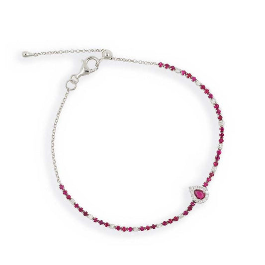 Ruby Pear and Diamond Bracelet