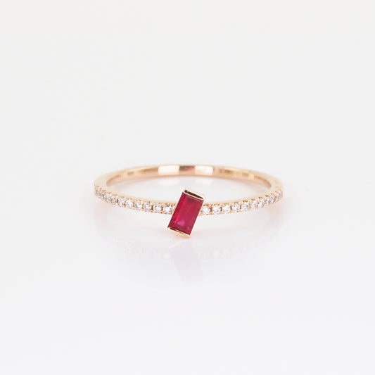 Ruby Candy and Diamond Band Ring