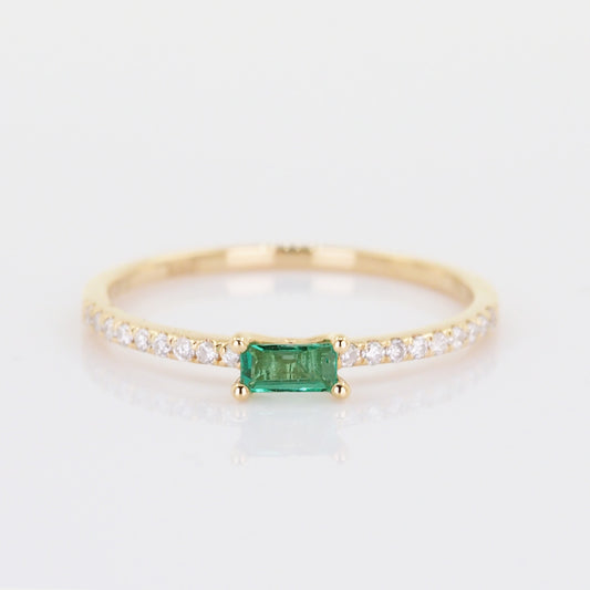 Emerald Baguette Diamond Band Ring