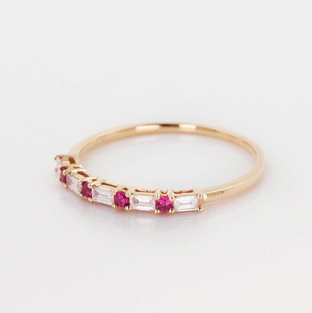 Ruby and Diamond Baguette Band