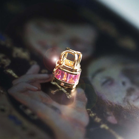 Meraki Padlock Charm and Necklace-Pink Sapphire