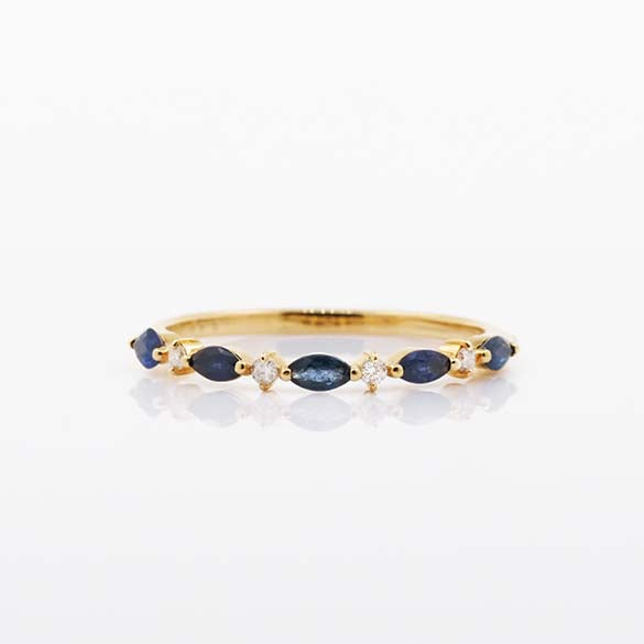 Blue Sapphire Marquise Band  Ring