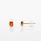 Orange  Sapphire  Emerald Cut Stud Earrings