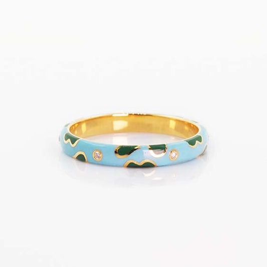 Enamel Band Ring-Blue Radiance