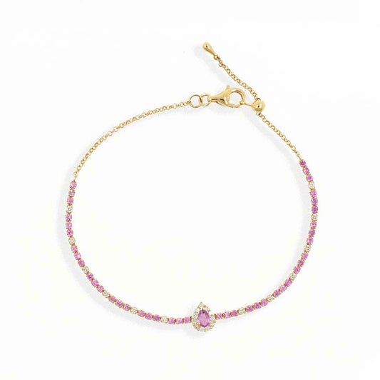 Pink Pear Sapphire and Diamond Bracelet