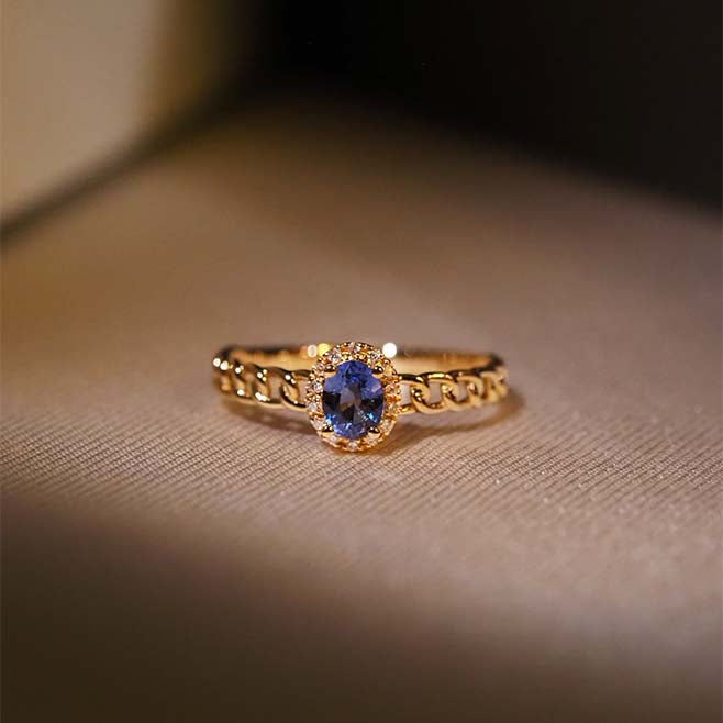 Blue Sapphire Chain Ring