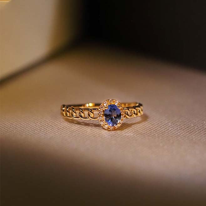 Blue Sapphire Chain Ring