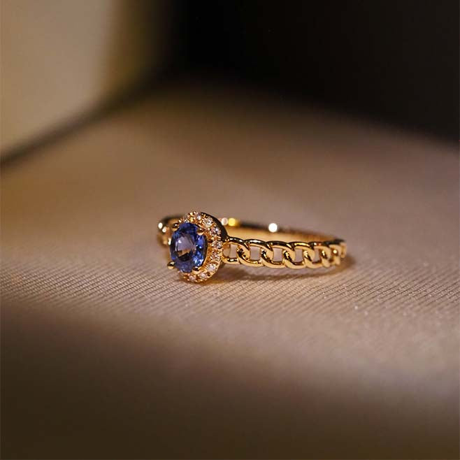 Blue Sapphire Chain Ring