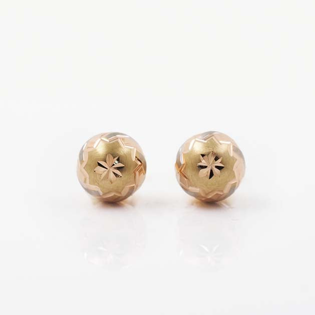 Gold Ball Earrings-Tri Color