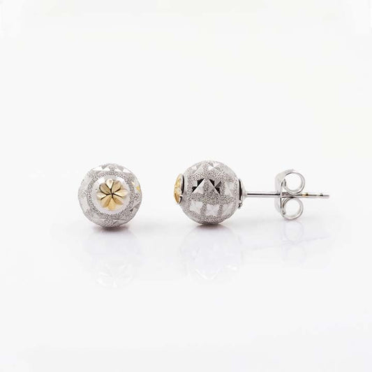 Gold Ball Earrings - Two Tone