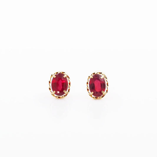 Classic Ruby Oval Stud Earrings