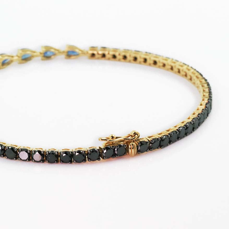 Blue Sapphire and Black Diamond Bracelet