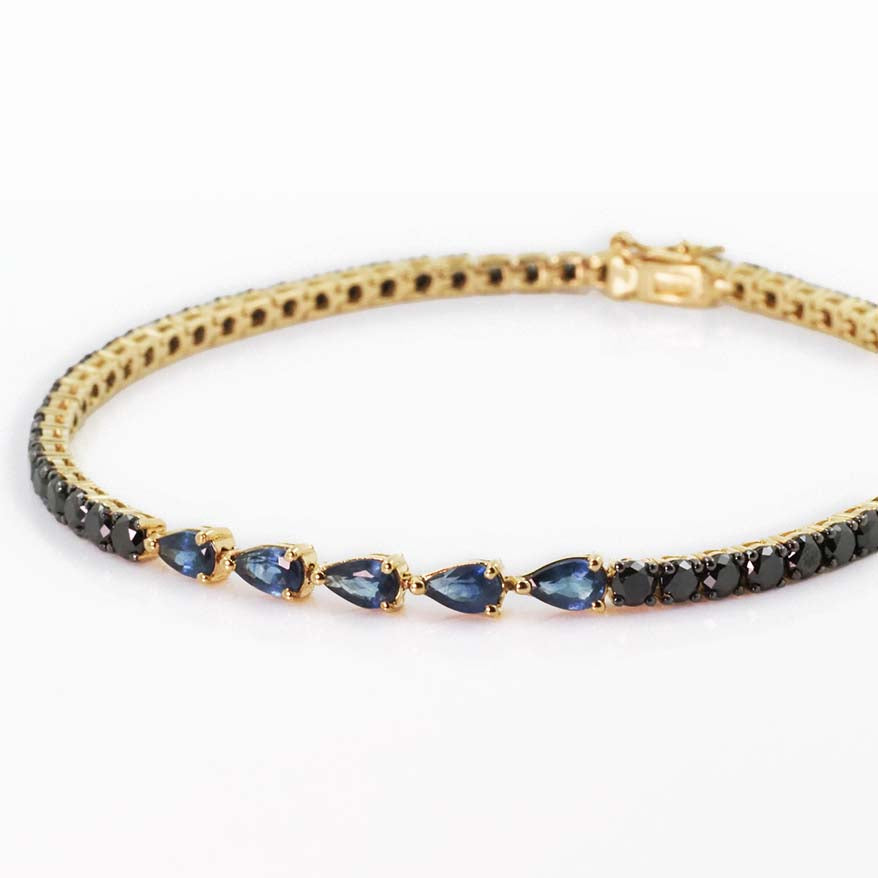 Blue Sapphire and Black Diamond Bracelet