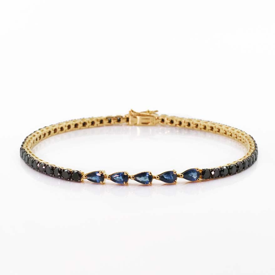 Blue Sapphire and Black Diamond Bracelet