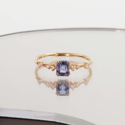 Blue Sapphire Emerald Ring