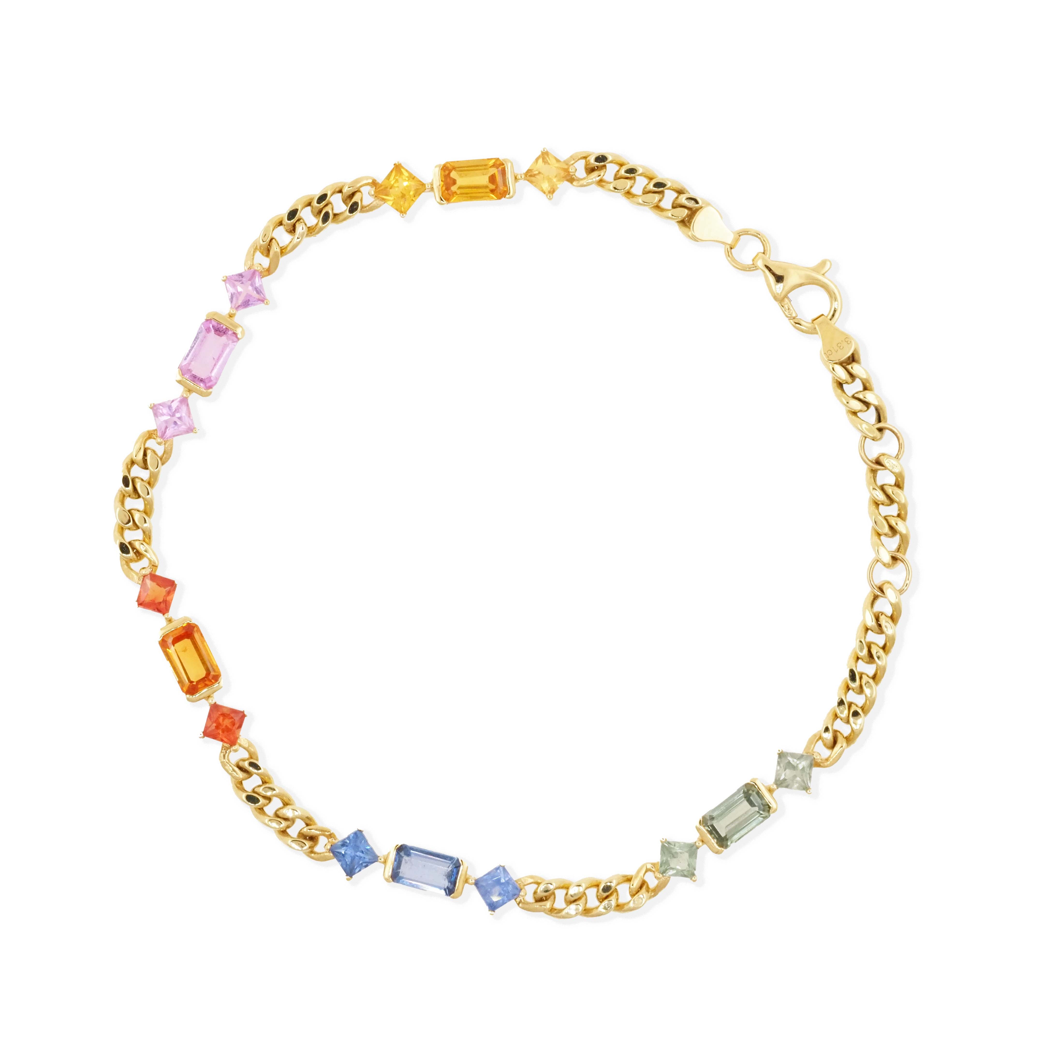 Multi Sapphire Cuban Bracelet – kelimeraki