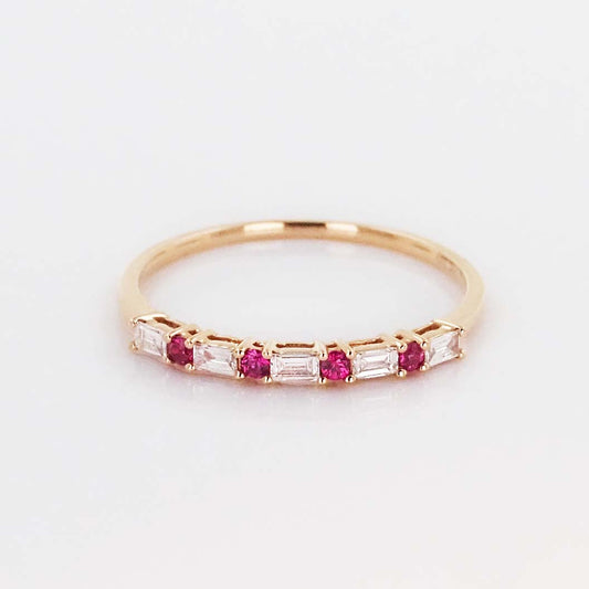 Ruby and Diamond Baguette Band