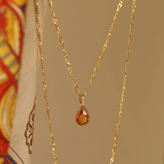 Orange Sapphire Millet Necklace